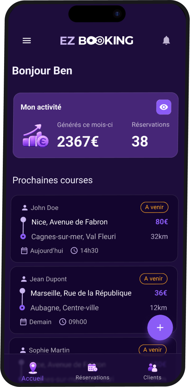 Aperçu de l’application EZ Booking